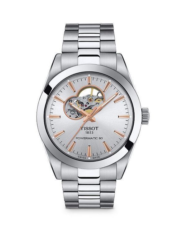 ティソット レディース アクセサリー 腕時計 Tissot Gentleman Powermatic 80 Open Heart Watch 40mm Silver シルバー