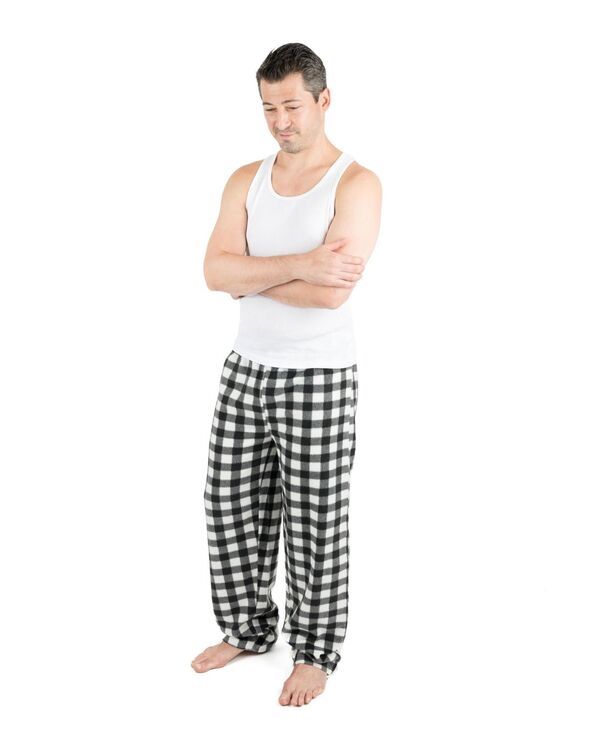 レベレット メンズ ボトムス カジュアルパンツ フリース Leveret Mens Plaid Micro Fleece Pants Black white plaid ホワイト 10,980円