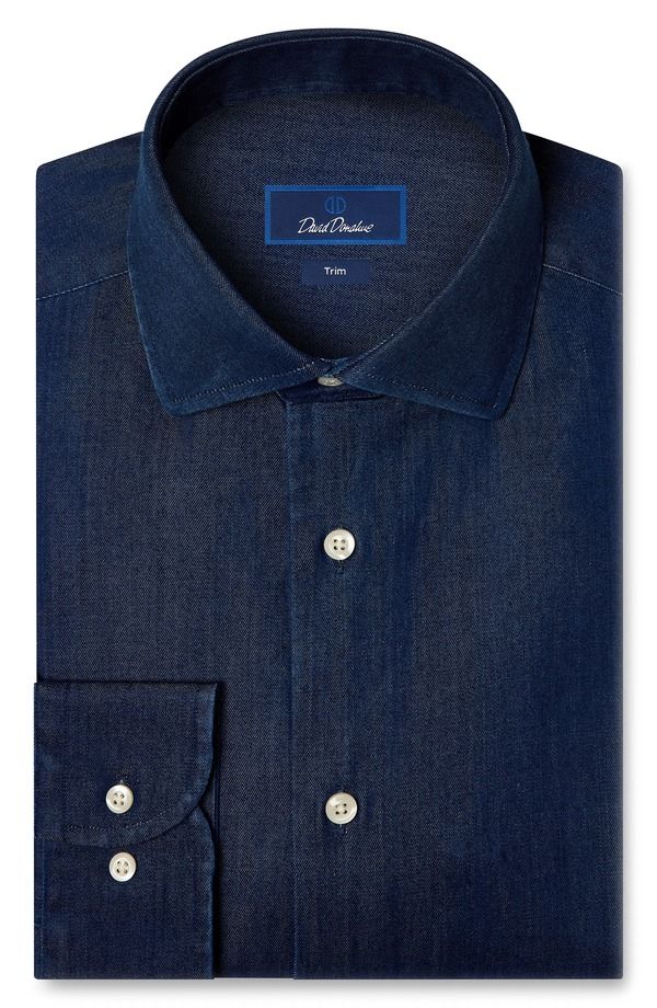 デイビッドドナヒュー メンズ トップス シャツ コットン デニム Davidonahue Trim Fit Cotton Denim Dresshirt DENIM デニム 35,620円