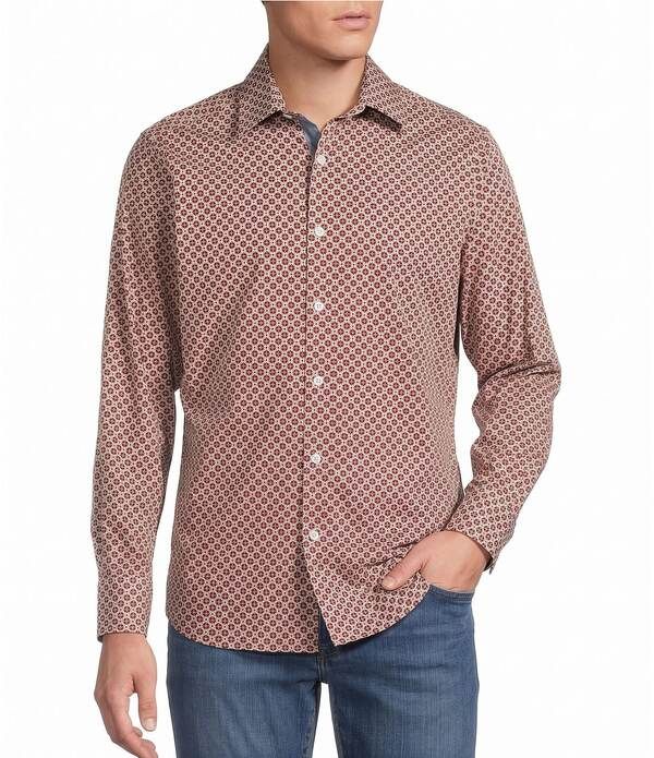 ダニエル クレミュ メンズ トップス シャツ プリント デニム Cremieux Premium Denim Geometric Print Long Sleeve Woven Shirt White
