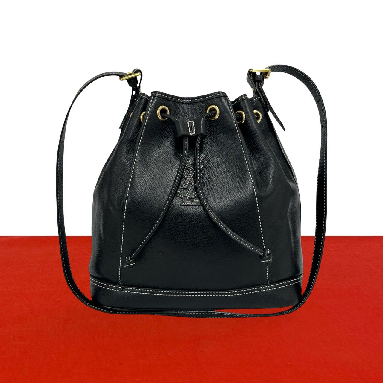 ハンドバッグ ポシェット ysl バッグ ショルダー 極 美品 YVES SAINT