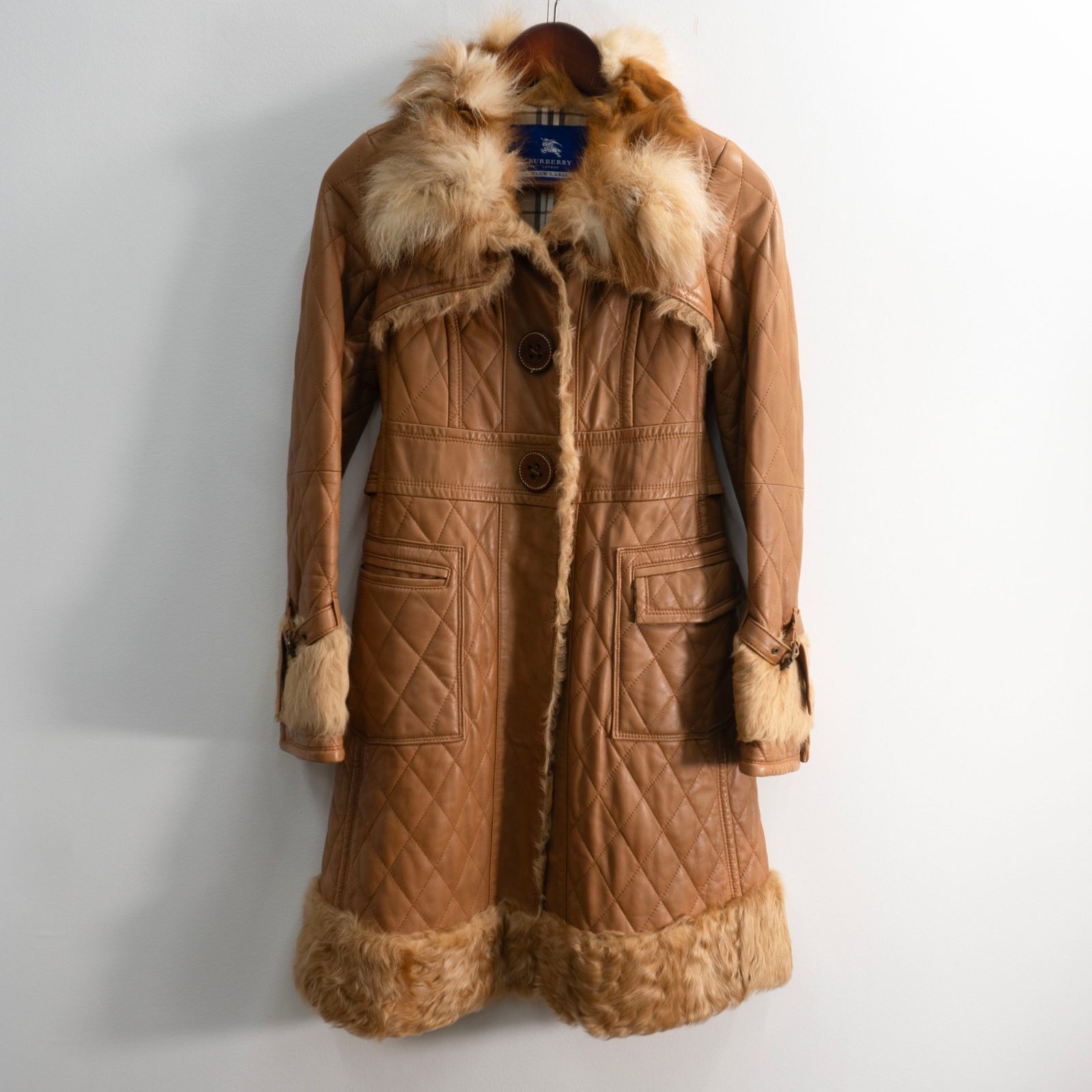 最高級】 BURBERRY BLUE LABEL 【ラムレザー ムートン コート】38 ノバ