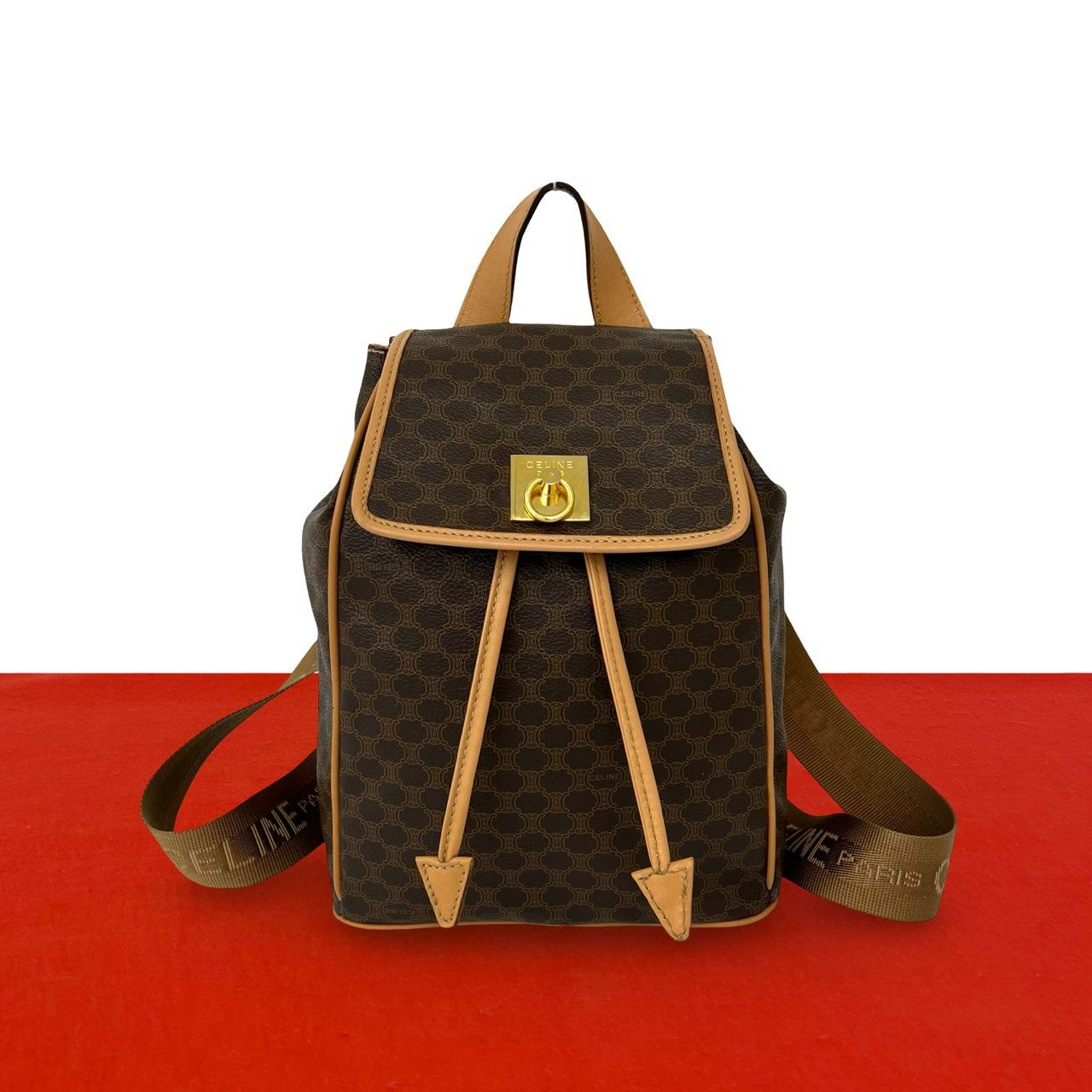 極 美品 CELINE セリーヌ ヴィンテージ マカダム 柄 ロゴ リング 金具