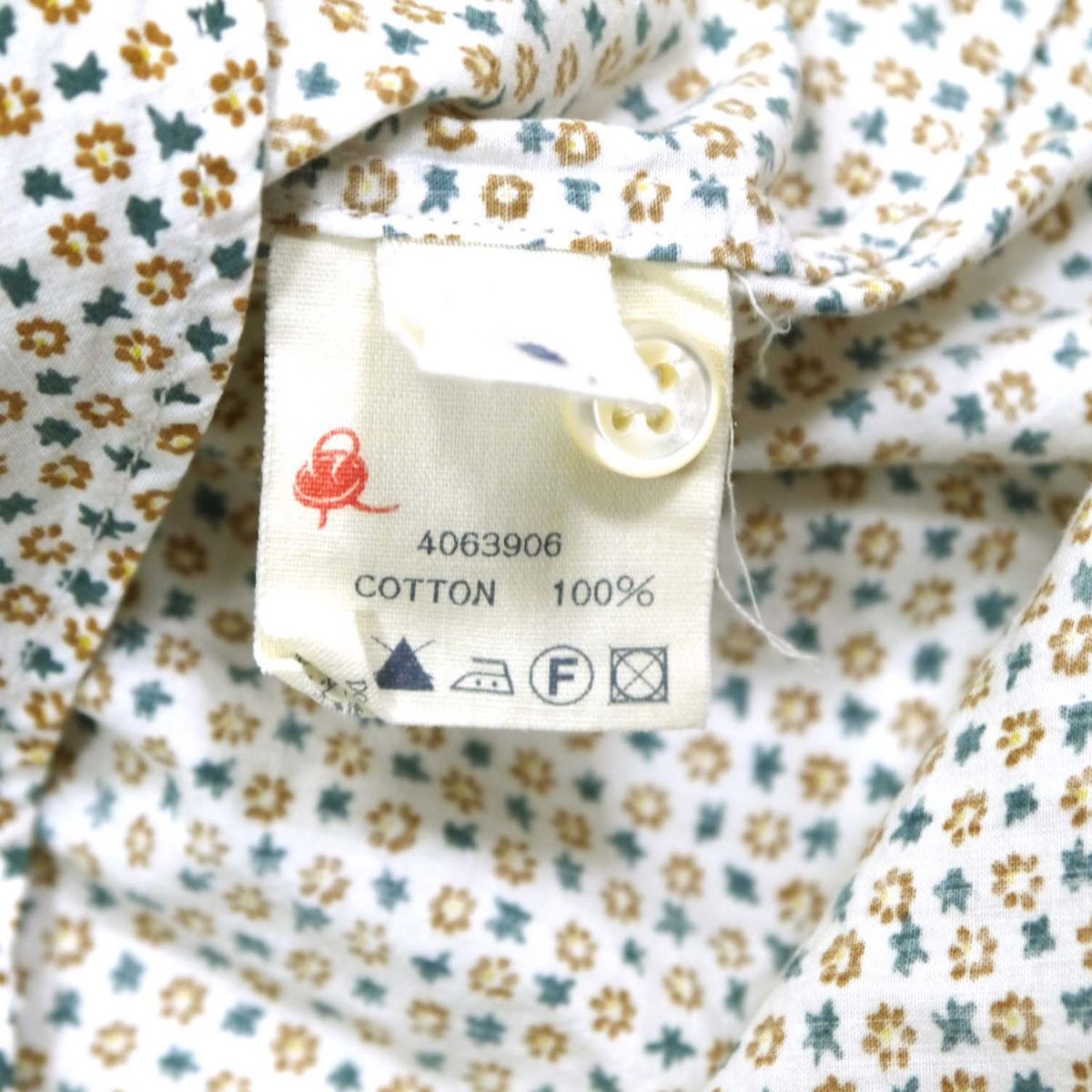 ◇45R 長袖 シャツ R刺繍入り 小花柄 日本製 コットンシャツ 