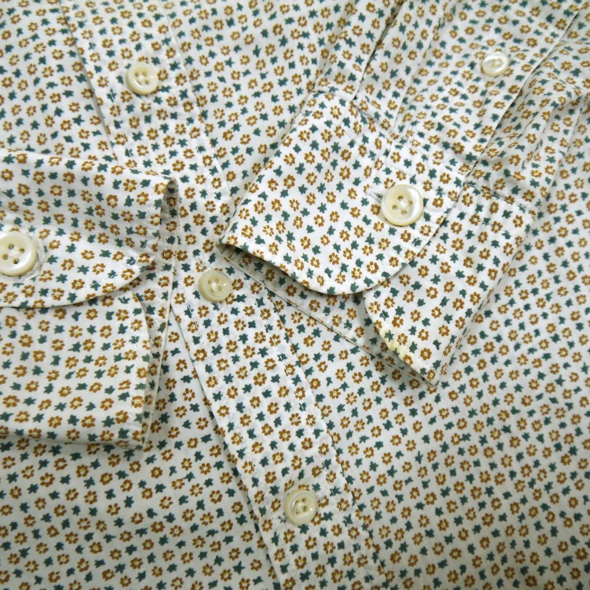 ◇45R 長袖 シャツ R刺繍入り 小花柄 日本製 コットンシャツ 