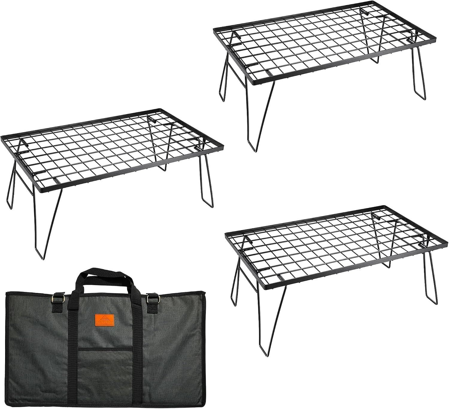 【数量限定】キャンピングムーン(CAMPING MOON) フィールドラック グラウンド 折り畳み 黒メッキスチール製 T-230