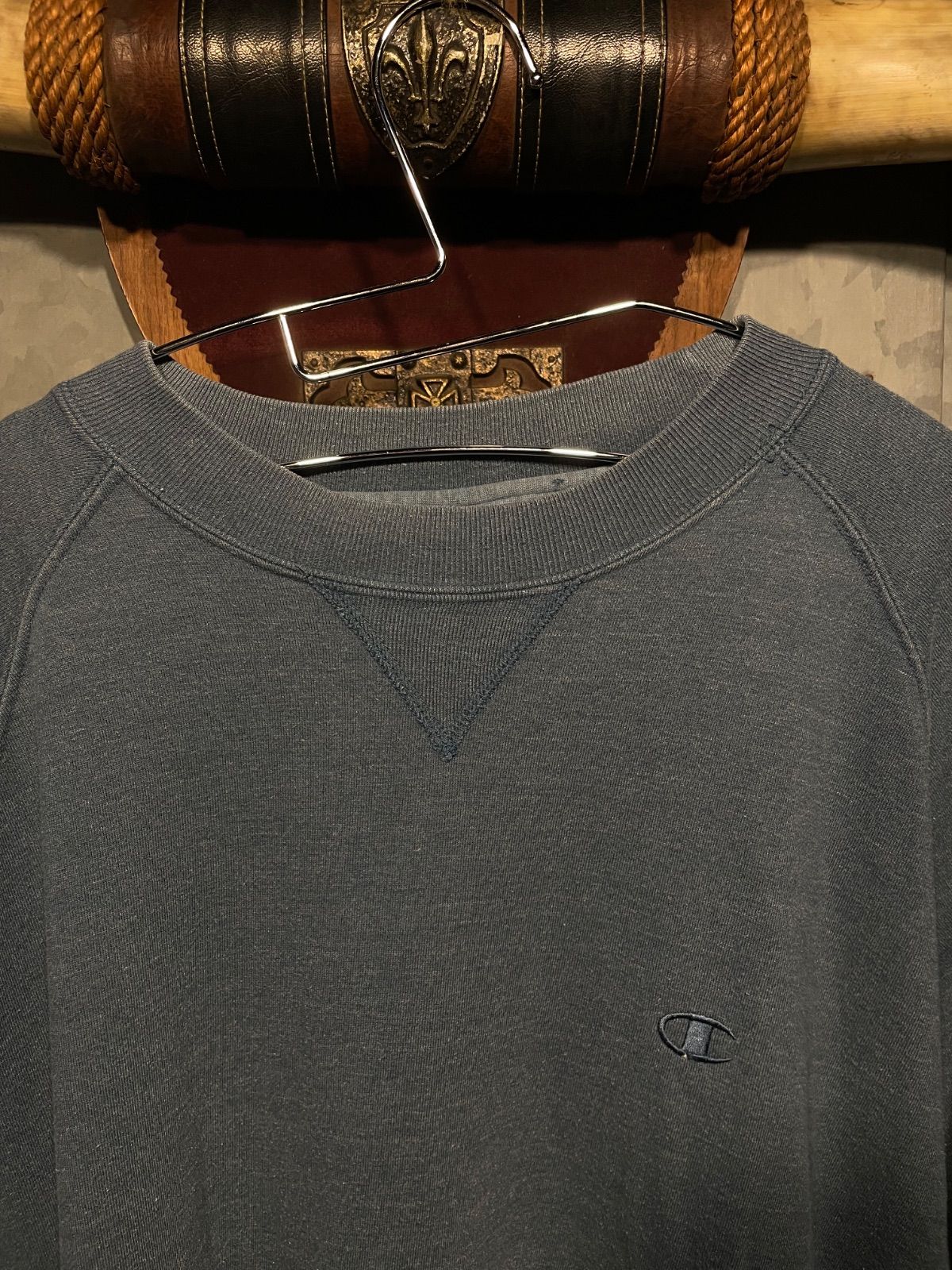 Champion 90年代 半袖ラグランスウェット(グレー・L・USA製) 6