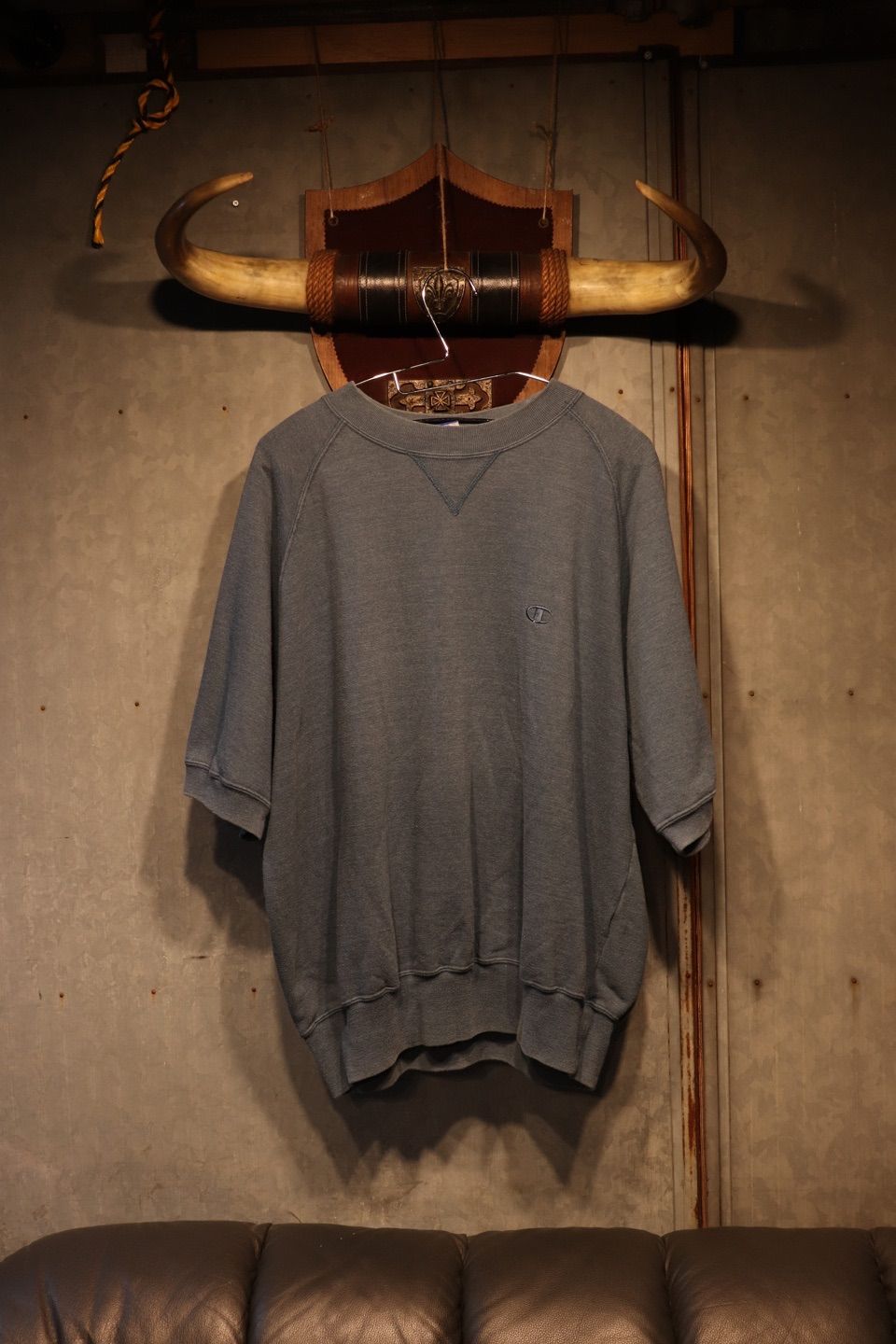 Champion 90年代 半袖ラグランスウェット(グレー・L・USA製) 1