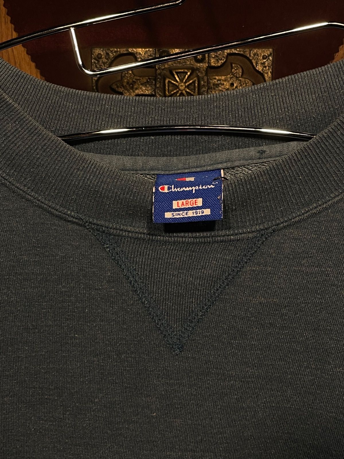 Champion 90年代 半袖ラグランスウェット(グレー・L・USA製) 7