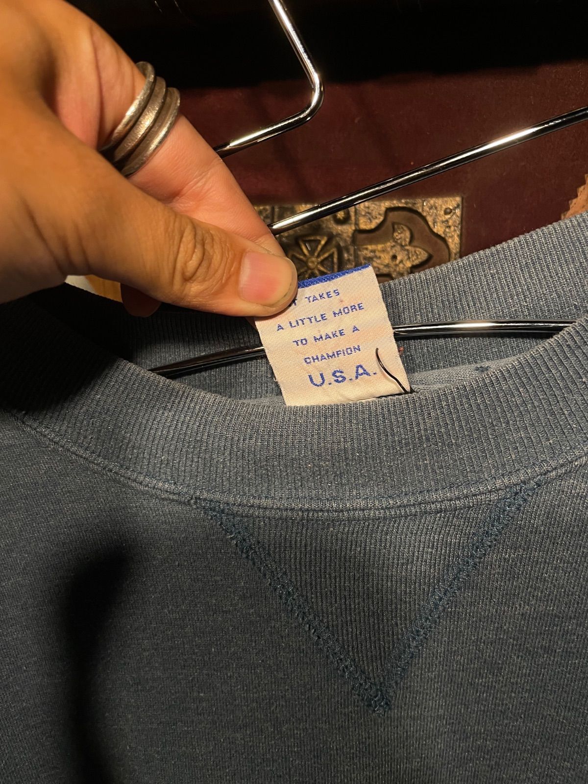 Champion 90年代 半袖ラグランスウェット(グレー・L・USA製) 9