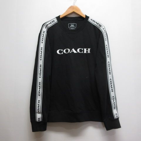 コーチ COACH エッセンシャル アームサイドライン クルーネック スウェット トレーナー M 黒 ブラック C8785 正規品 ☆AA★