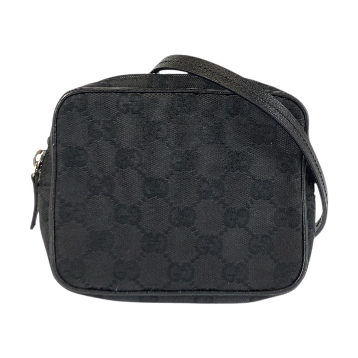 美品 GUCCI グッチ ブラック 黒 シルバー金具 GGキャンバス/レザー 
