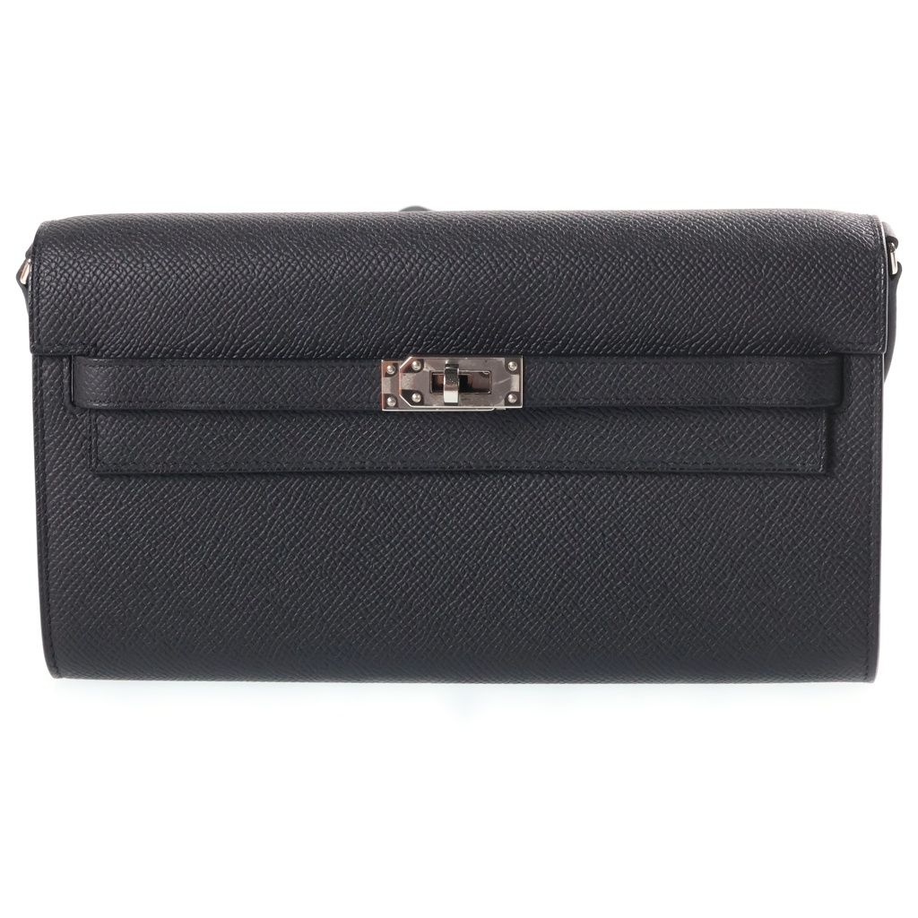 HERMES (エルメス) ケリーロングトゥーゴー エプソン レザー ショルダーバッグ ノワール ブラック シルバー金具 K刻 431,393円