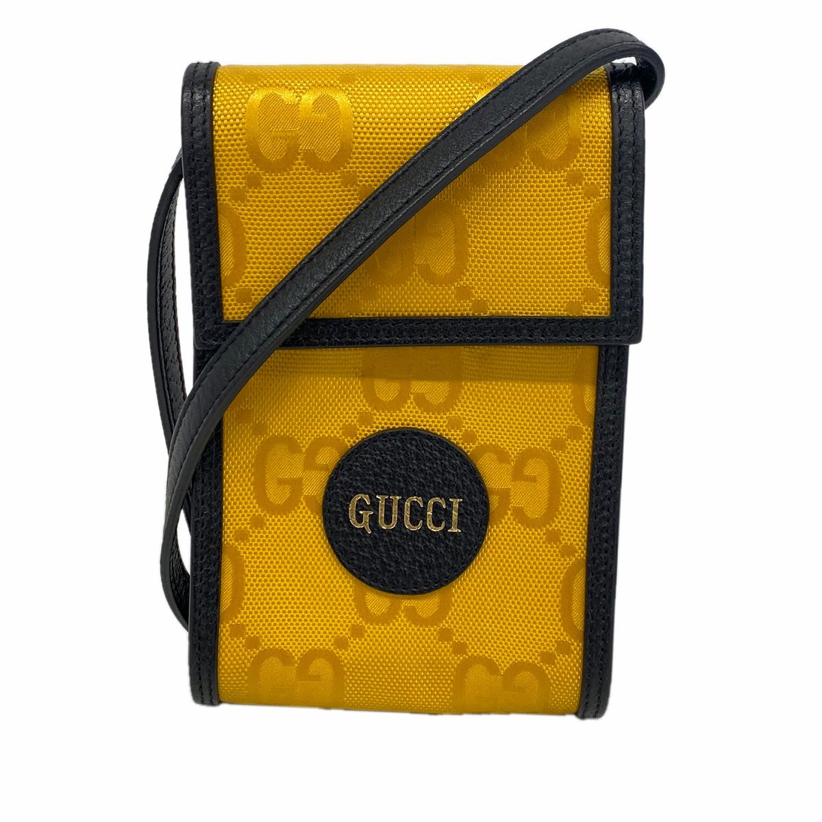 【6ic3245】グッチ ショルダーバッグ ジャンボGG 625599 ナイロンキャンバス イエロー ブラック シルバー金具【中古】レディース