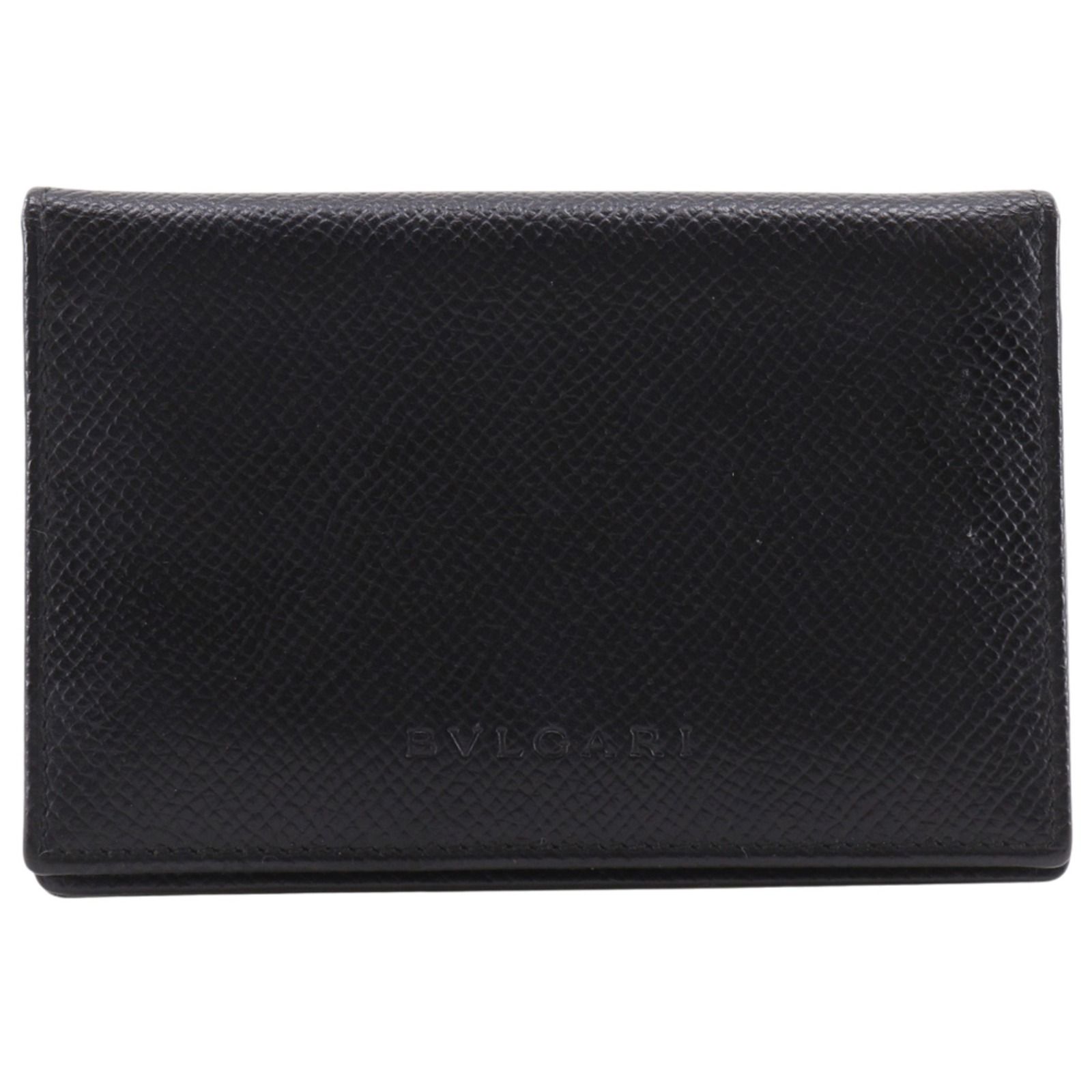 BVLGARI】ブルガリ 名刺入れ ロゴ型押し レザー 黒 ユニセックス