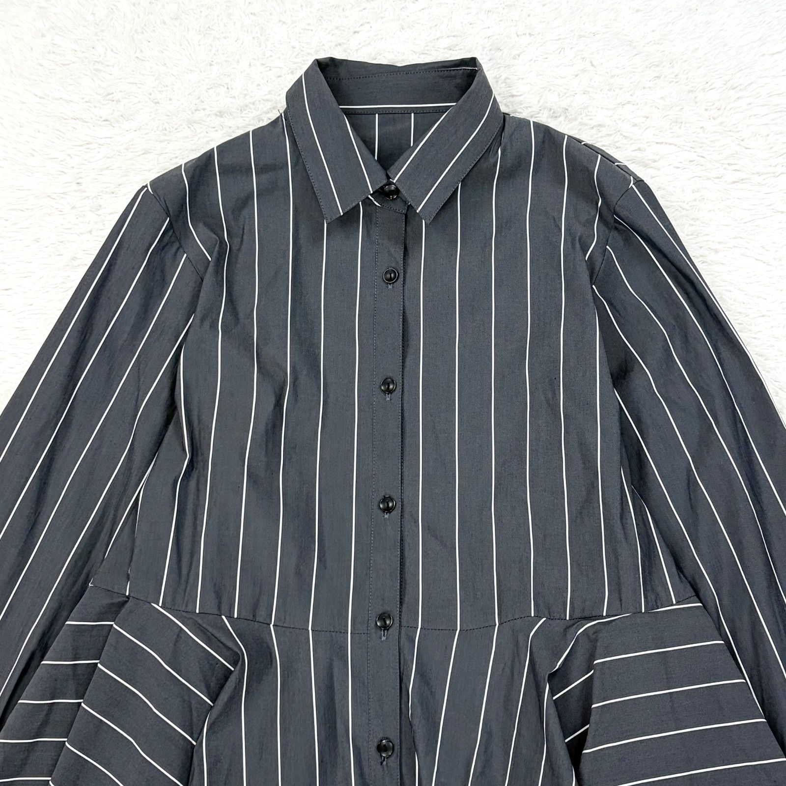 SPECCHIO スペッチオ 長袖 ペプラムシルエット シャツ フレア ブラウス 