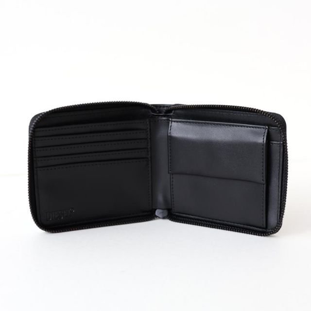 並行輸入品】ディーゼル ロゴ 二つ折り財布 レディース ブラック 黒