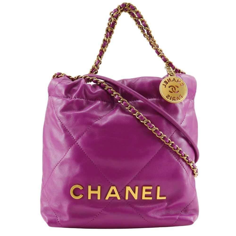 Chanel 22 Mini Handbag - 2-Way Purple Calf Leather