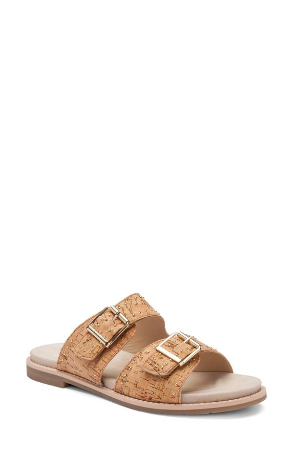 アラ レディース シューズ サンダル ara Elm Studded Buckle Strap Slide Sandal Natural