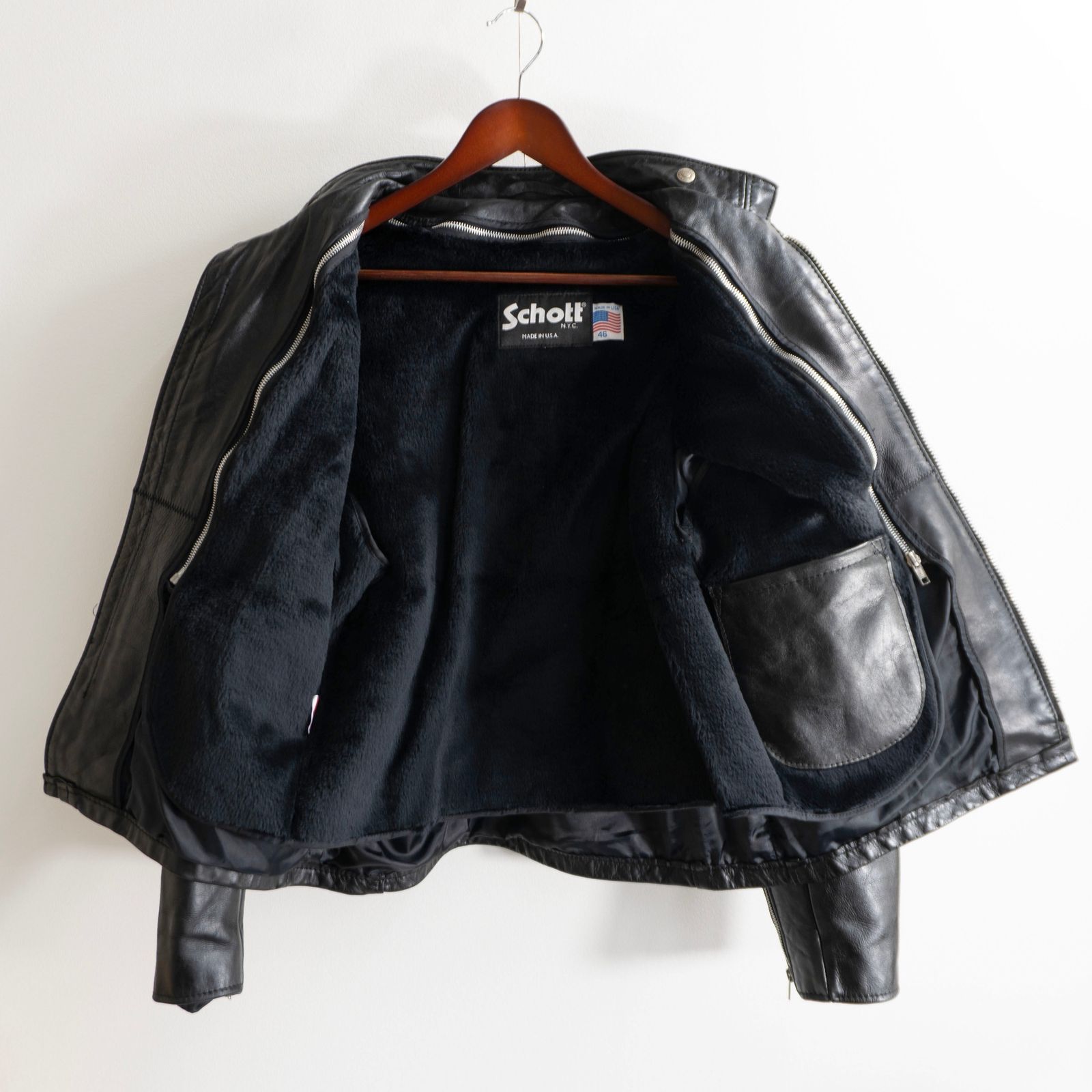 schott シングル 38 ビッグサイズ46】SCHOTT【641/シングルライダースジャケット】ボア