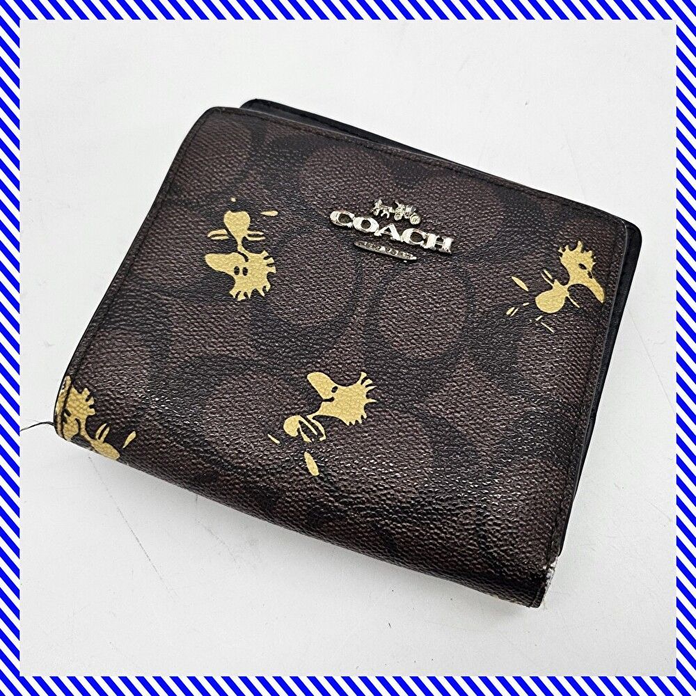 COACH コーチ ブラック系 スナップウォレット シグネチャー キャンバス