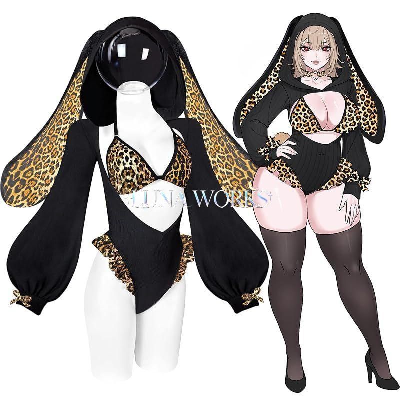 【新品】 [KORURACLUB] バニーガール コスプレ バニー 可愛い 萌え バニースーツ レディース コスプレ衣装 うさ耳 制服 仮装 下着 ハロウィン イベント 撮影用 コスチューム ストッキング (黒の長袖, XS-M) 0