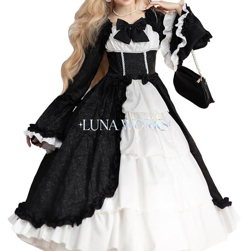 【新品】 [Sivrusn] ロリータ 服 ワンピース ゴスロリ コスプレ ゴシック レース フリル 可愛い 甘ロリ 衣装 ろりーたドレス white XL 0