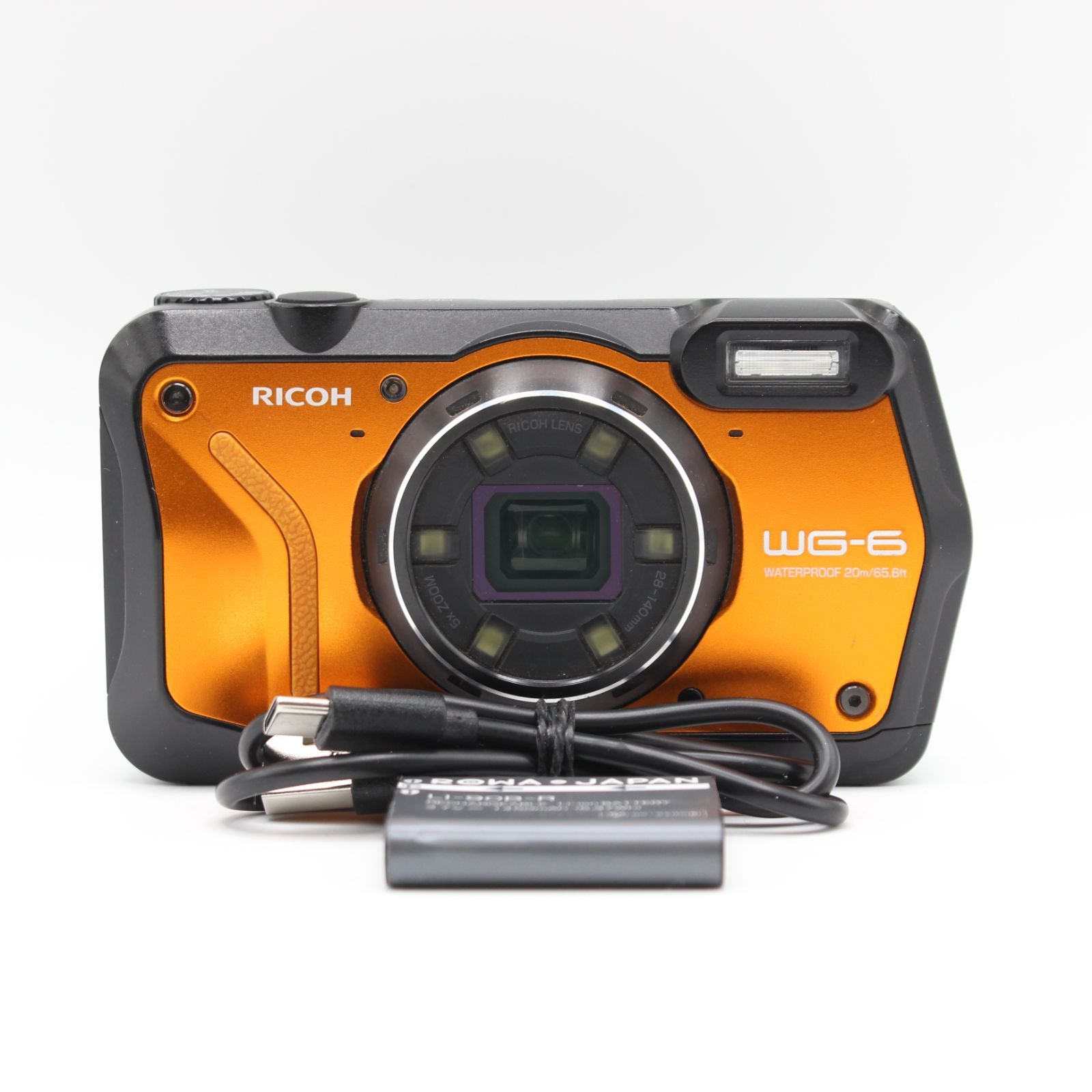 【良品】 RICOH WG-6 オレンジ 本格防水 20メートル防水 耐衝撃 防塵 耐寒 2000万画素 4K動画対応 高性能GPS内蔵 水中専用マーメードモード搭載 高性能GPS・電子コンパス内蔵 仕事に使える「C JS129-02205 22,350円