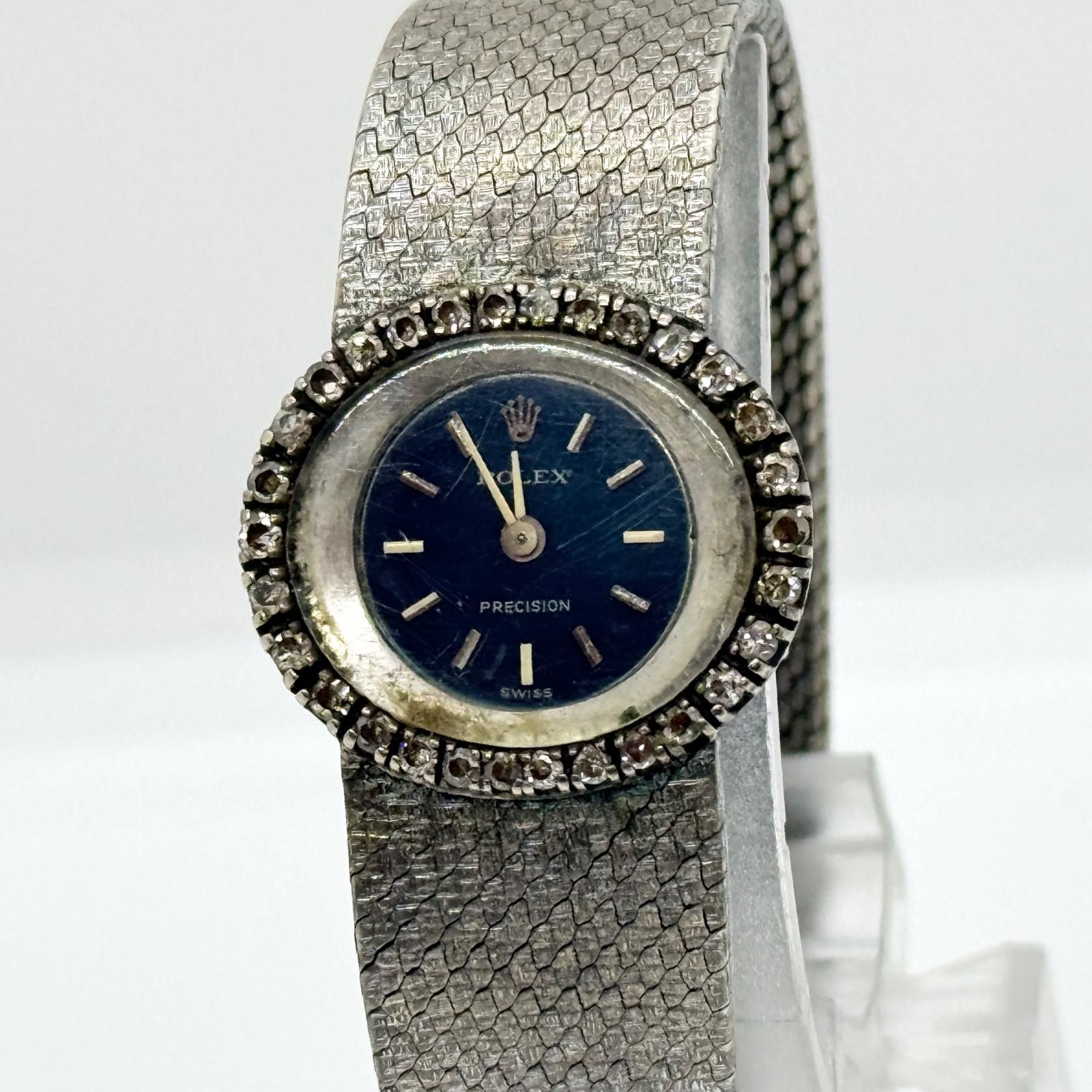 ROLEX ロレックス プレシジョン 2148 ネイビー 手巻き レディース 腕時計 稼働品