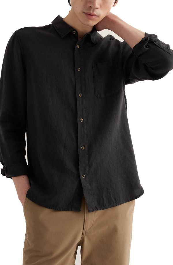 シーソルトコーンウォール メンズ トップス シャツ リネン Seasalt Cornwall Curator Linen ButtonUp Shirt Onyx 30,420円