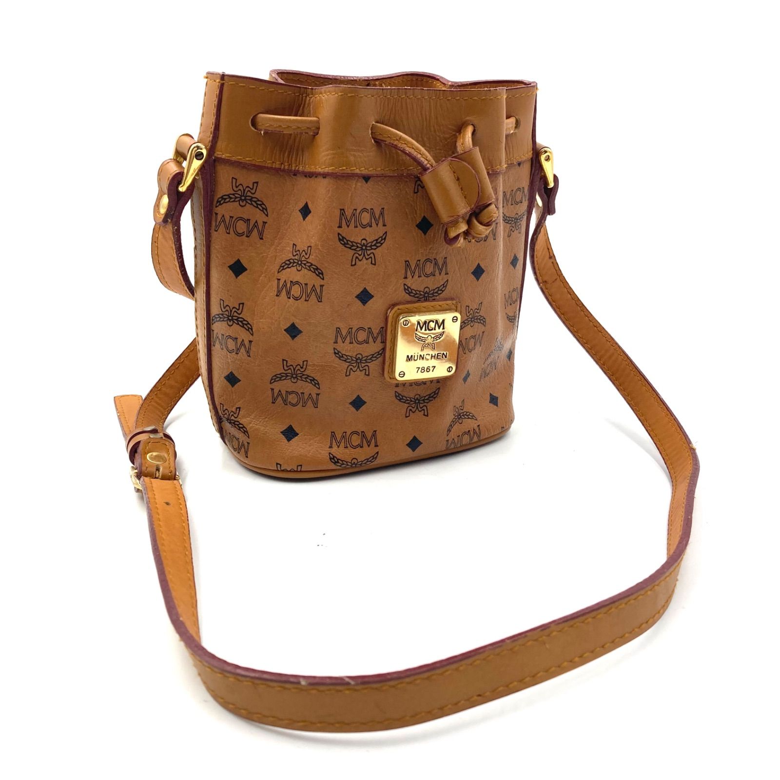 □美品□MCM エムシーエム ヴィセトス柄 巾着ショルダーバッグ ドロー