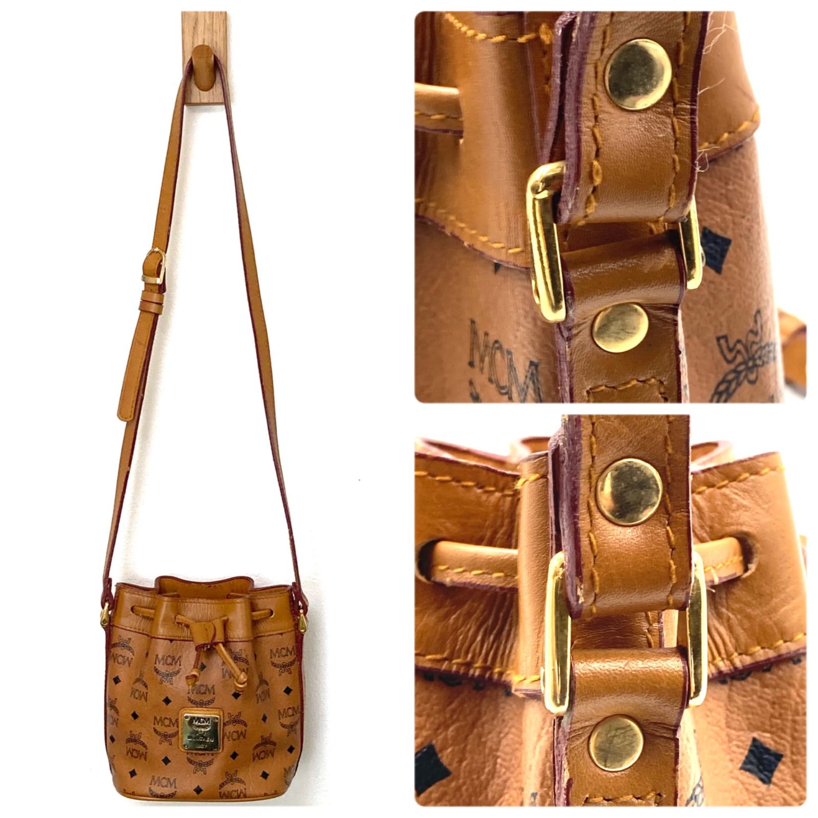 □美品□MCM エムシーエム ヴィセトス柄 巾着ショルダーバッグ ドロー □美品□MCM エムシーエム ヴィセトス柄 巾着ショルダーバッグ ドロー
