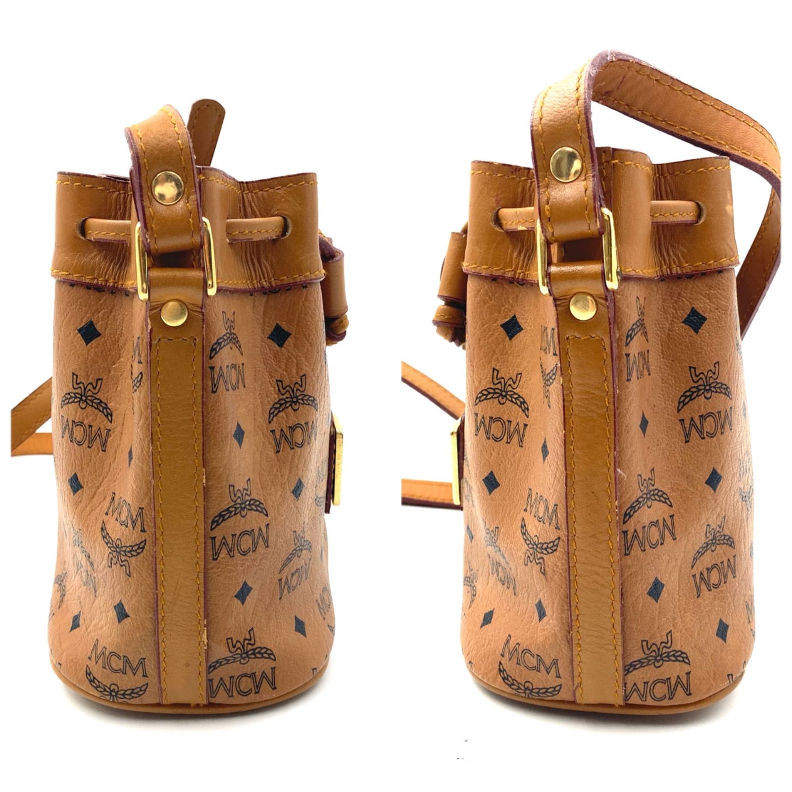 □美品□MCM エムシーエム ヴィセトス柄 巾着ショルダーバッグ ドロー □美品□MCM エムシーエム ヴィセトス柄 巾着ショルダーバッグ ドロー