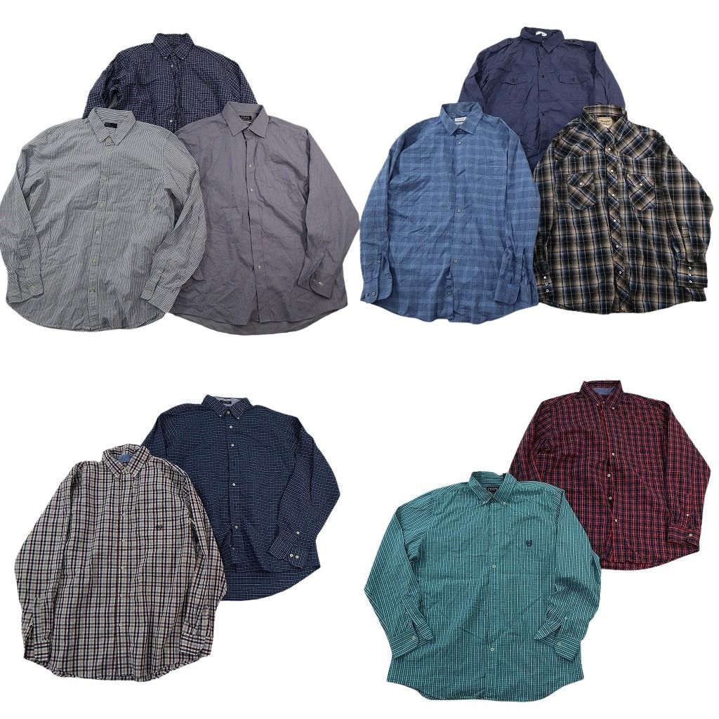 古着卸 まとめ売り ブランド 長袖シャツ 10枚セット ( メンズ XL ) カルバンクライン チャップス ノーティカ 中古 古着 NG8993