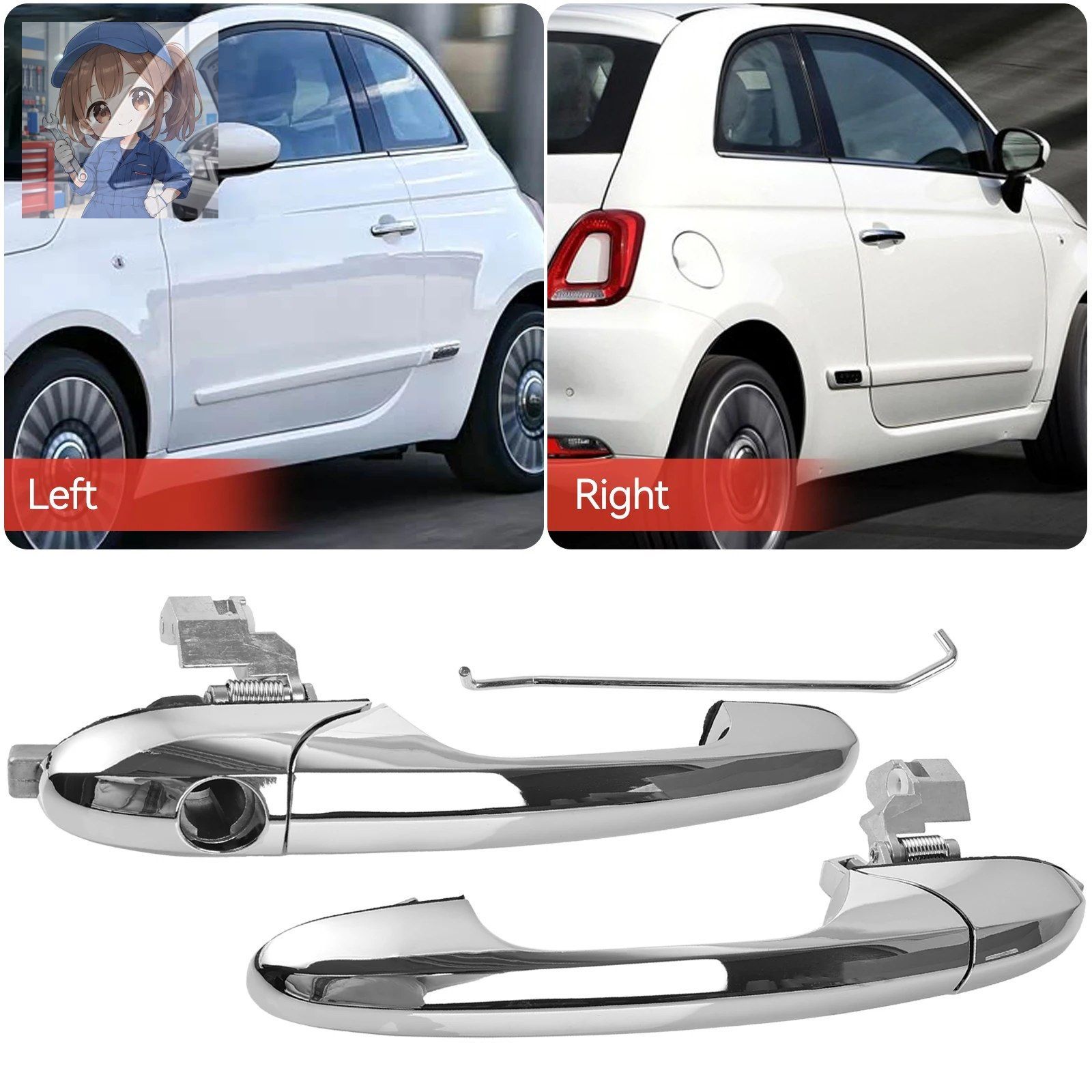 クローム製ドアハンドル左右ドアハンドル Fiat 500 2007-2020 735592026 735592012 8,842円