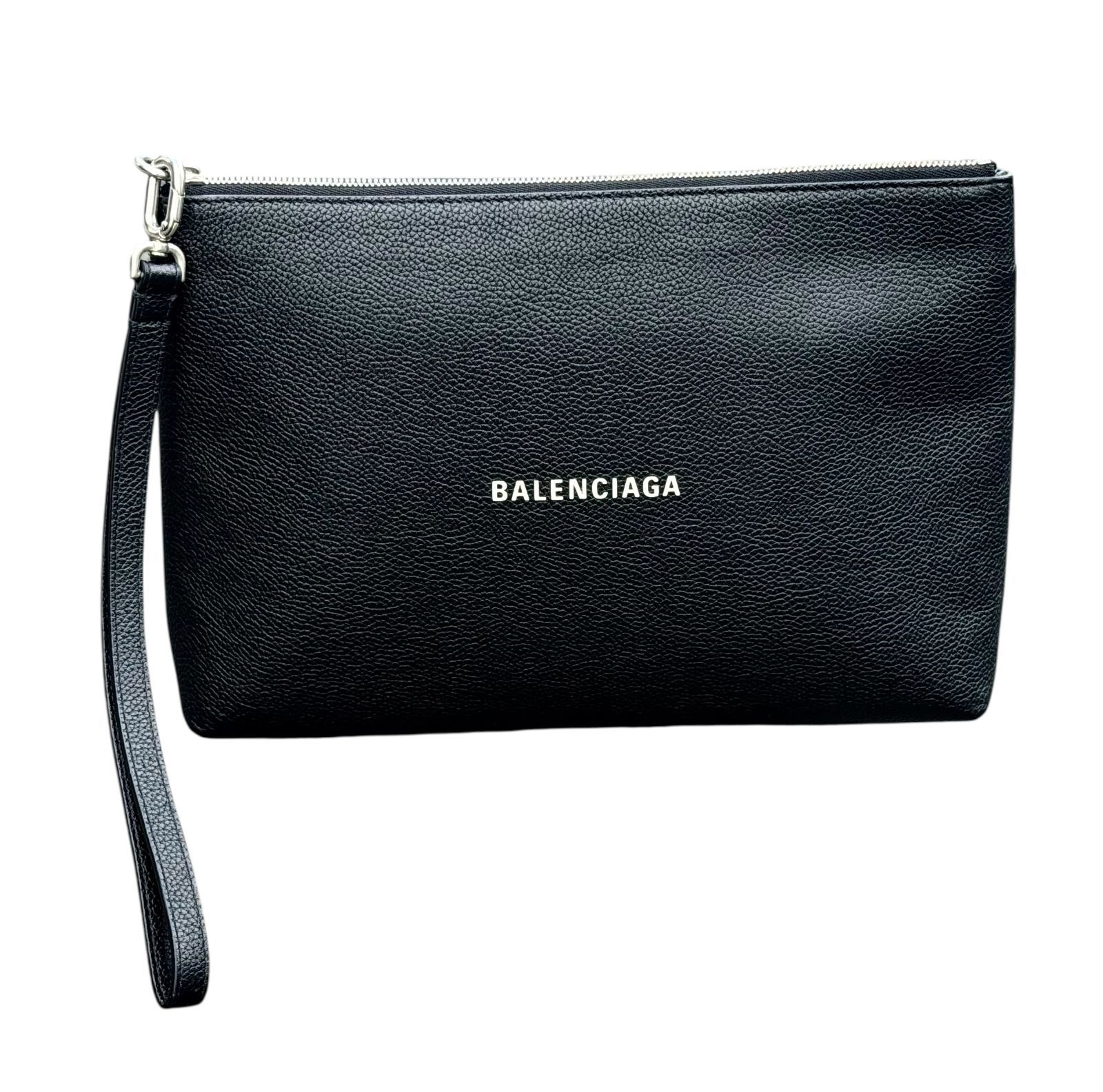 超美品◇本物バレンシアガBALENCIAGAエブリデイポーチロゴプリント黒