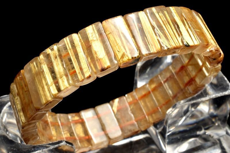 【１点物】整列金針の輝き タイチンルチルクォーツ　5-7x14mm　バングル パワーストーン 天然石 _MD5431