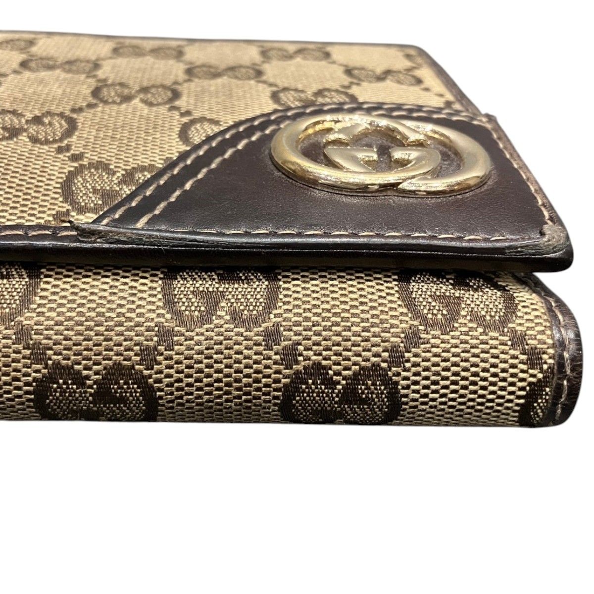 グッチ GUCCI インターロッキングG 二つ折り財布 レザー GGキャンバス