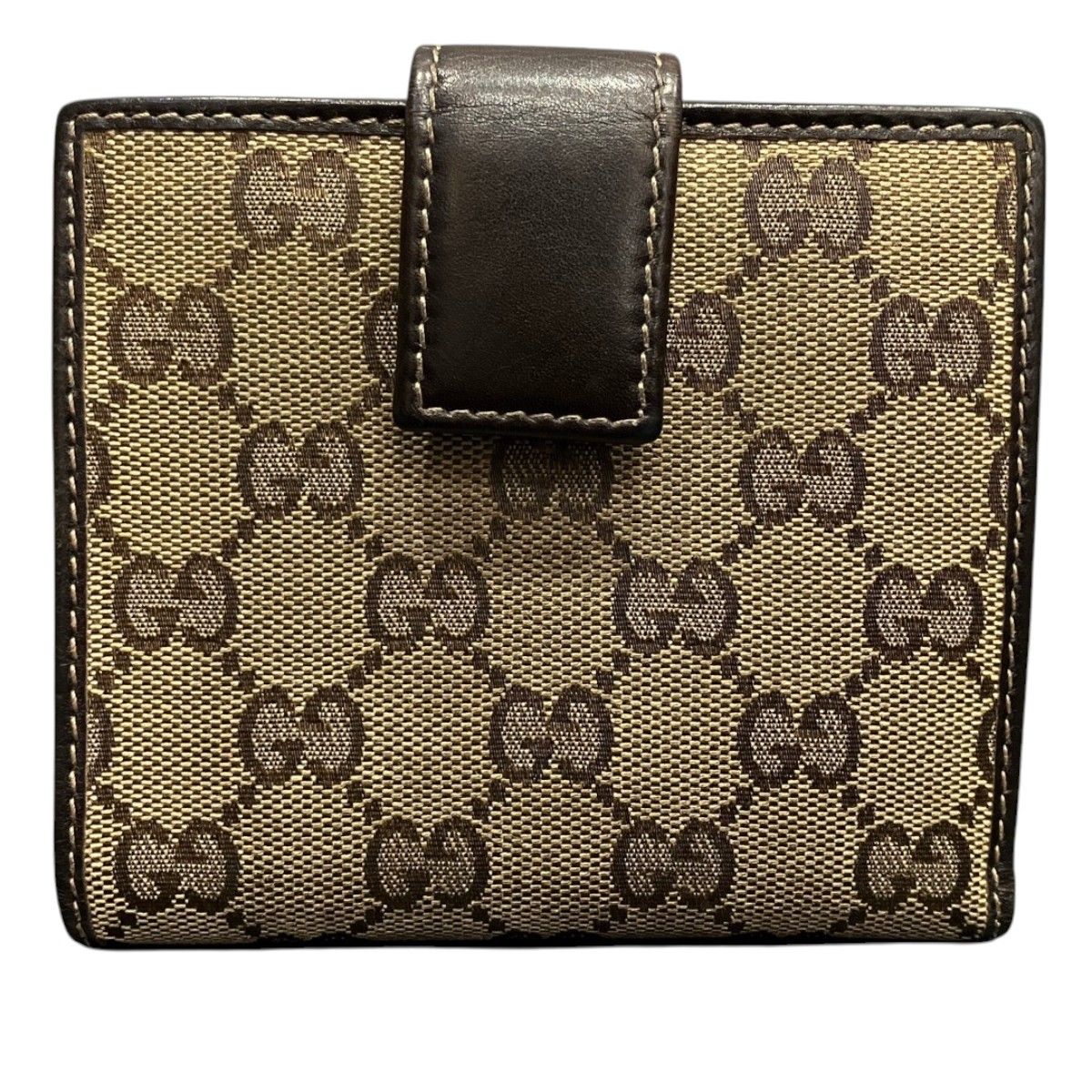 グッチ GUCCI インターロッキングG 二つ折り財布 レザー GGキャンバス