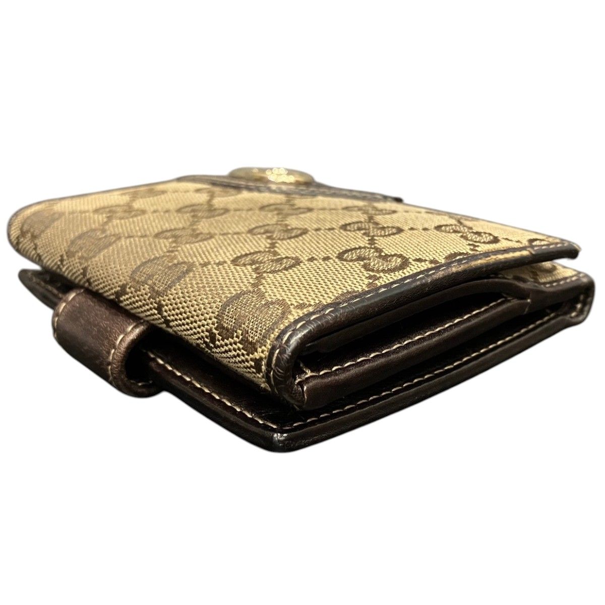 グッチ GUCCI インターロッキングG 二つ折り財布 レザー GGキャンバス