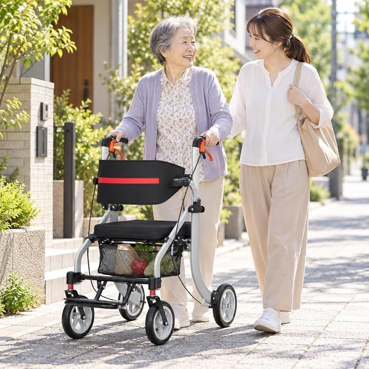 PIPIBEAR シルバーカー 歩行車 アルミ製 多機能歩行器 手押し車 座れる