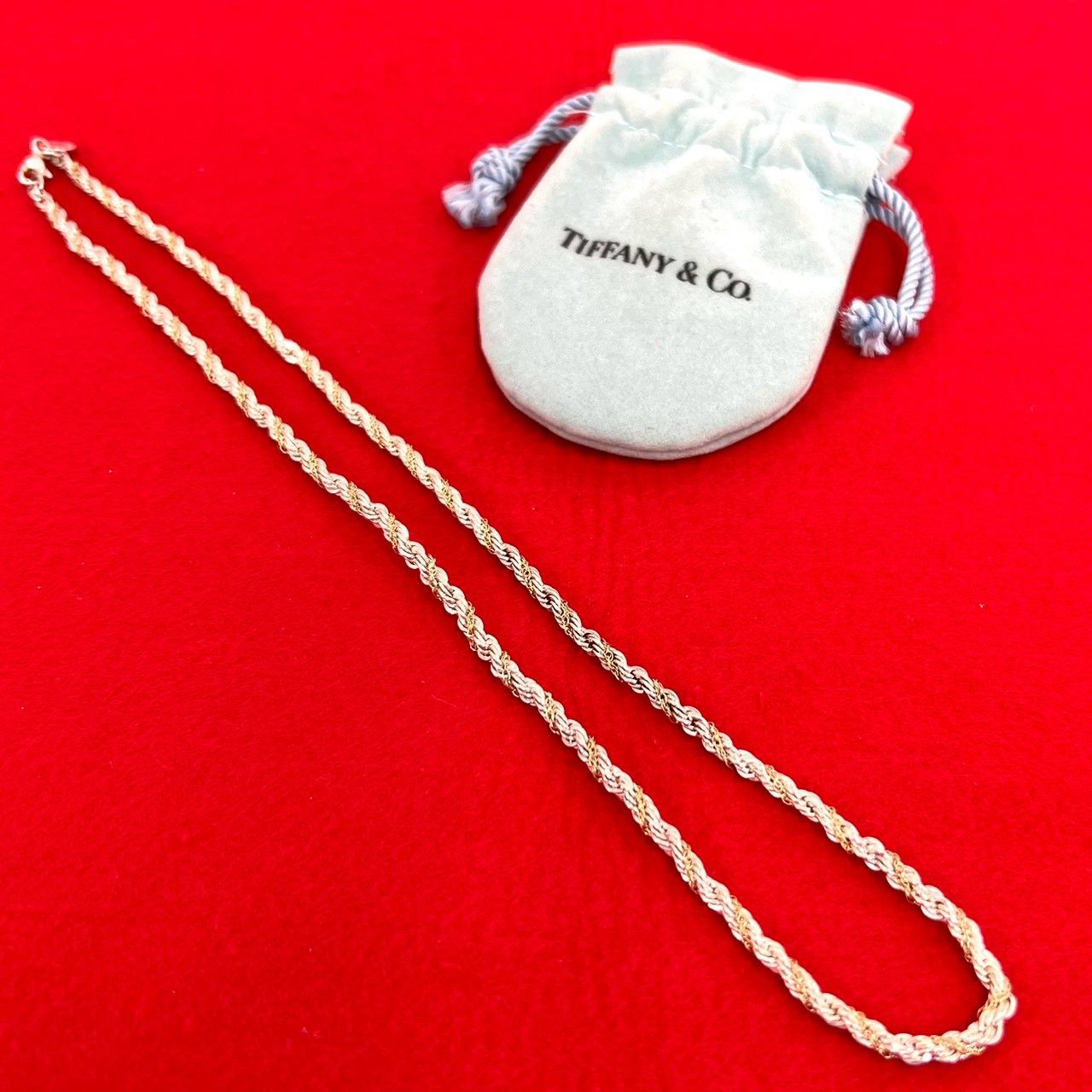 極 美品 袋付 TIFFANY&Co. ティファニー ツイストロープ ネックレス