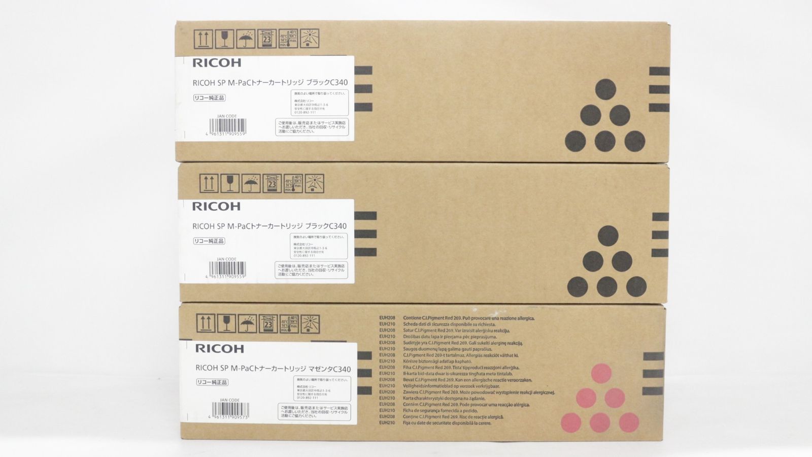 ♥ RICOH 純正 トナー C340 4色5本 シアン マゼンタ イエロー ブラック リコー ITZEXLS88LOS-D-F01-byebye