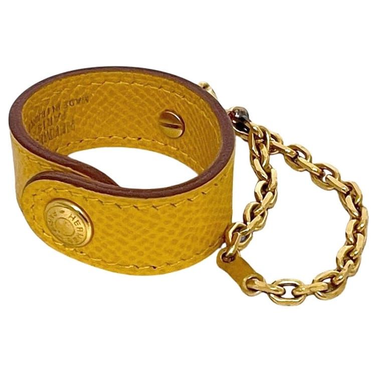 エルメス グローブホルダー ノマド 美品 HERMES レザー クシュベル ジョーヌ イエロー 黄色 中古 レディース 手袋 バッグチャーム