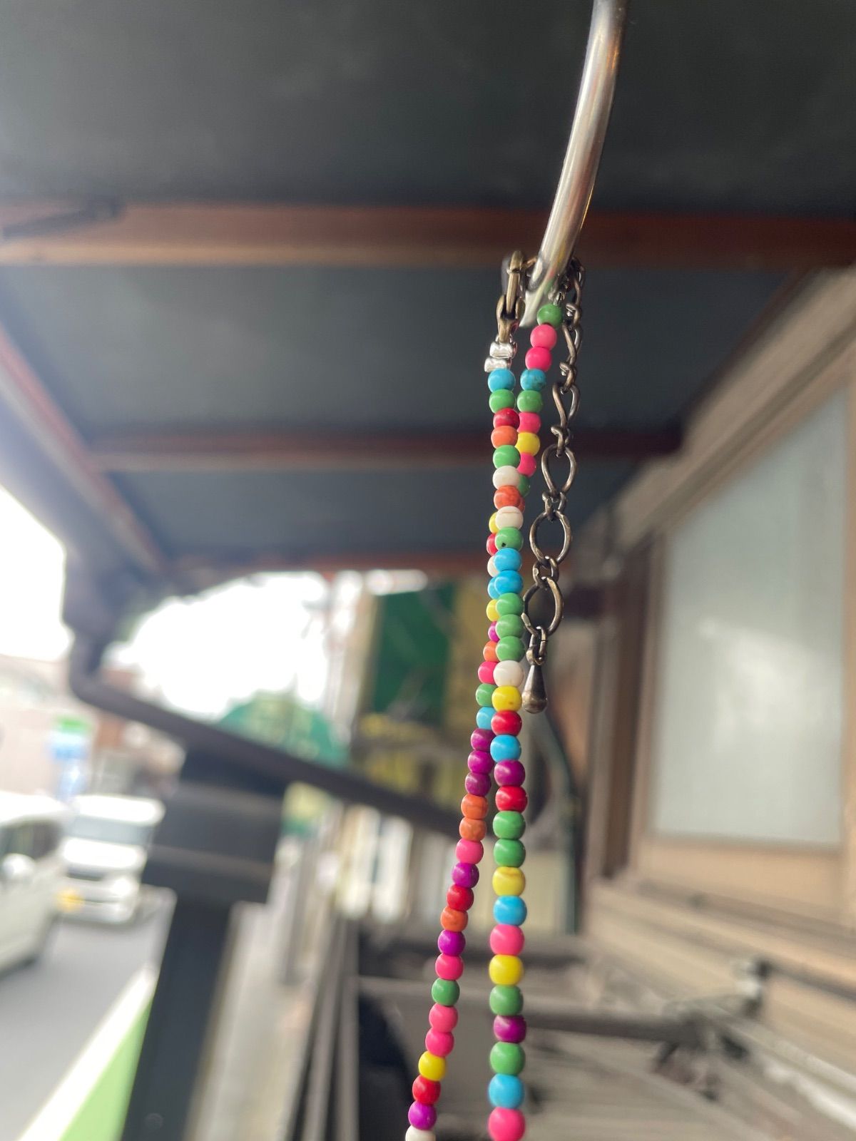 GAW カラービーズ クロスチャームネックレス(マルチカラー・全長40〜45cm調整可) 4