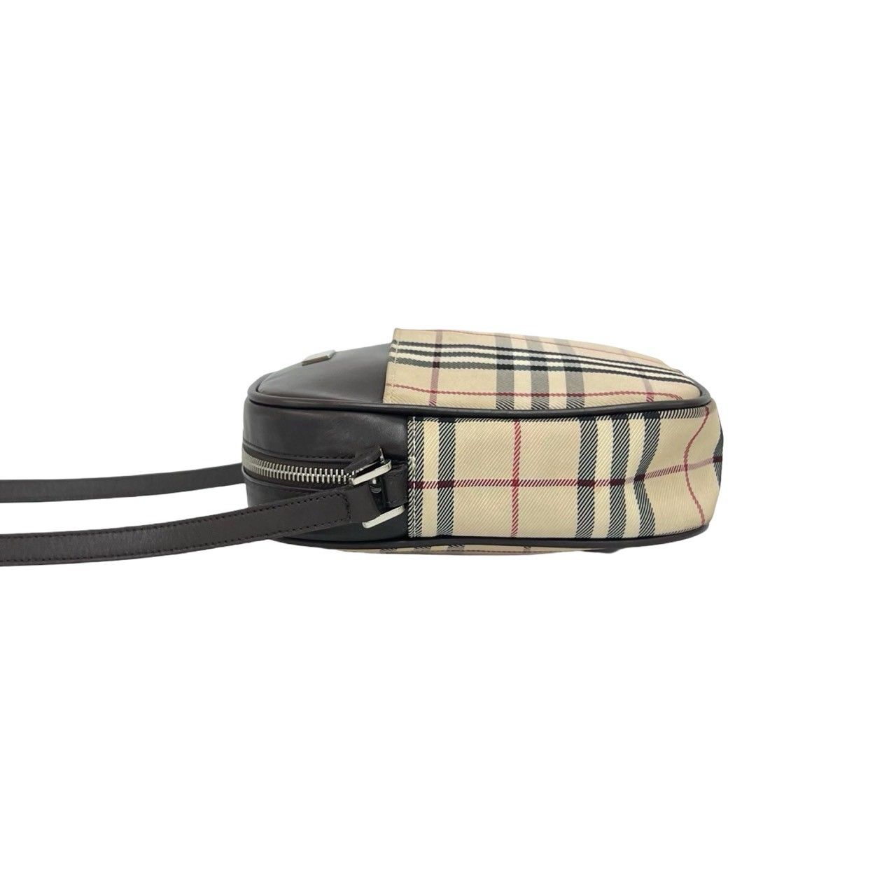 極 美品 BURBERRY バーバリー ロゴ 金具 ノバチェック 柄 キャンバス 