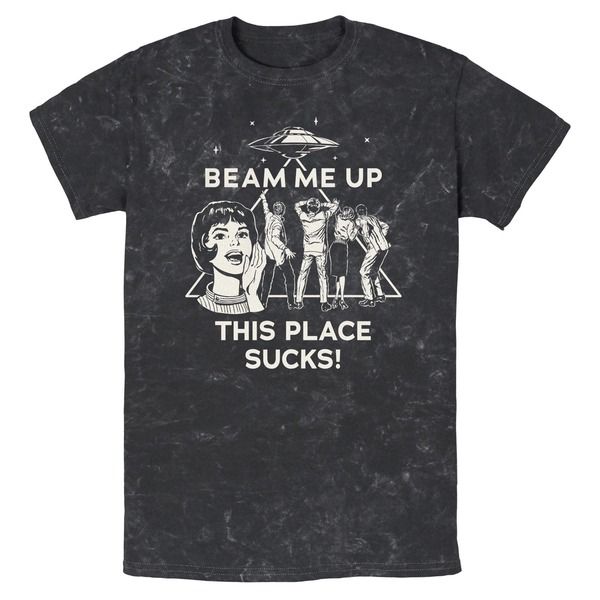 ストレンジャーシングス メンズ トップス Tシャツ ヴィンテージ レース グラフィック Stranger Things Mens Vintage This Place Sucks UFO Short
