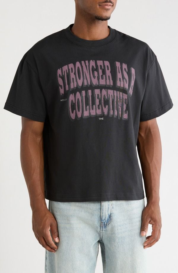 オナーザギフト メンズ トップス Tシャツ コットン グラフィック HONOR THE GIFT Stronger As a Collective Cotton Graphic TShirt BLAC