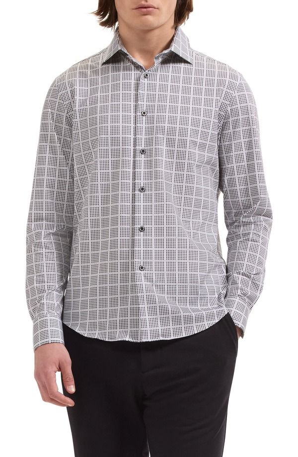 ブガッチ メンズ トップス シャツ コットン Bugatchi James OoohCotton Grid ButtonUp Shirt WHITE ホワイト
