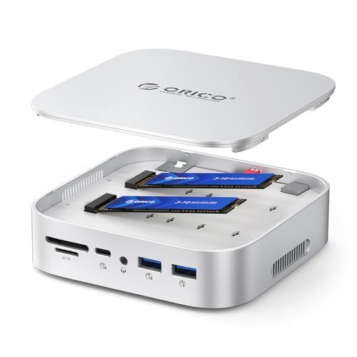 ORICO 10in1 Mac Mini M4/M4 Pro 専用 ドッキングステーション デュアルM.2 RAID機能搭載 NVMe/SATA両対応 外付けSSDケース 4K@60Hz HDMI 10Gbps高速転送 RJ45有線LAN P b14cfc87